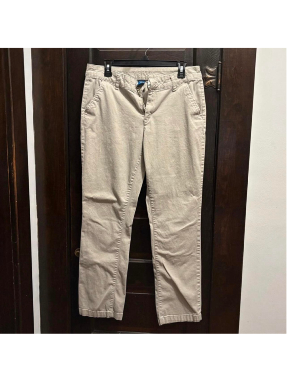 (245) Arizona straight leg cotton & spandex pants in tan, size 15 #straightleg #
